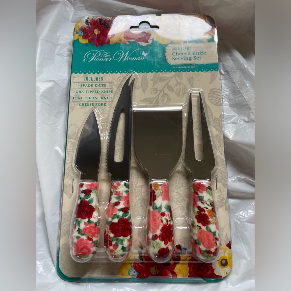 Pioneer Woman Cheerful Rose Cheese Knife Serving Set